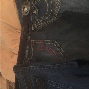 3 TrueReligion jeans and belt size 40” men’s